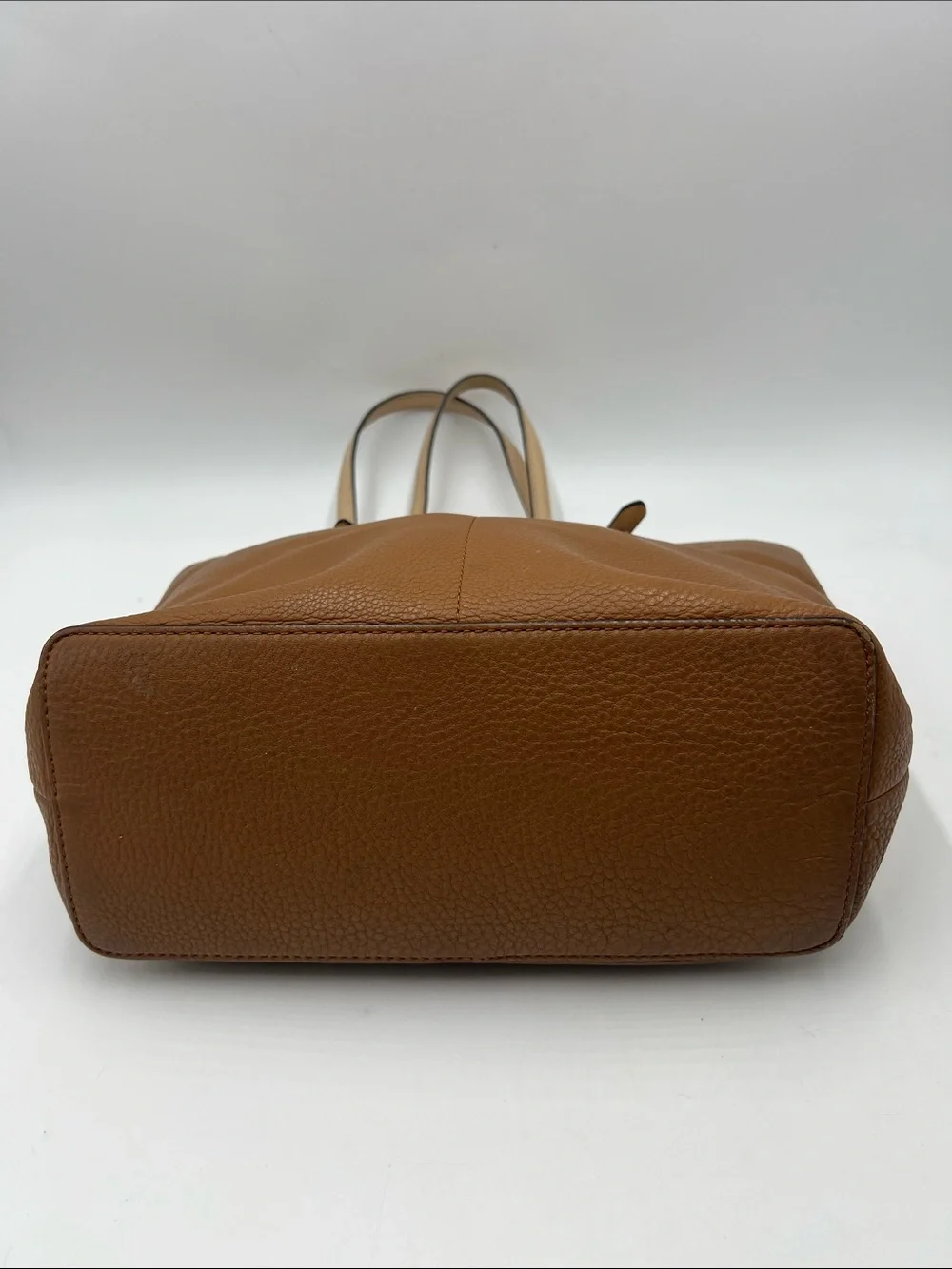 Michael Kors Brown Leather Tote with Cream Handles